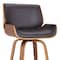 Armen Living Tyler 30" Bar Height Swivel Brown Faux Leather and Walnut Wood Bar Stool LCTYBABRWA30 - alternate 3